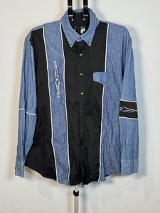 Express Riders Western Shirt XL Black Denim Two Tone Snap Front Southwestern - Picture 1 of 3