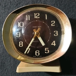 Vintage Westclock Beige Baby Ben Alarm Clock with Gold Accent **TESTED/WORKS** - Picture 1 of 2