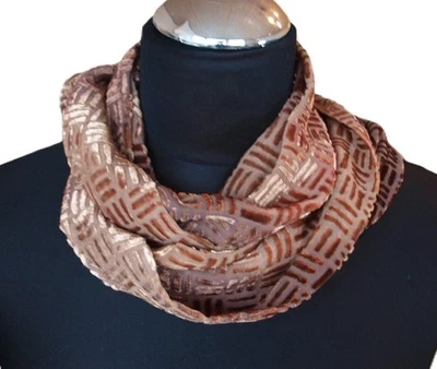 Loopschal Schlauchschal Samt auf Seide Ausbrenner Unikat handbemalt exclusiv ede