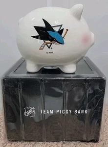 NHL San Jose Sharks Hockey Piggy Bank w/ Logo NIB RARE NIB - Picture 1 of 6