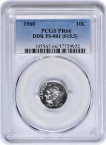 1960 Roosevelt Silver Dime DDR FS-801 PR66 PCGS - Picture 1 of 2