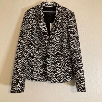 Blazer Banana Republic Nuevo con Etiquetas Mujer 8 Blanco y Negro Traje Chaqueta Un Botón Foto 1 de 4