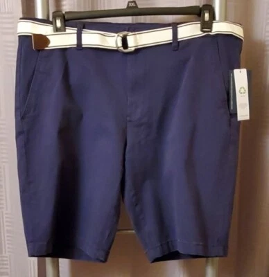 NUEVO CON ETIQUETAS US Polo Assn Pantalones Cortos Azul Marino Para Hombres 38 con Cinturón de Lona Azul Marino y Blanco Foto 1 de 4