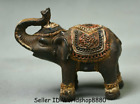 2.8" Antique Tibet Bronze Painting Feng Shui Animal Elephant auspicious Statue
