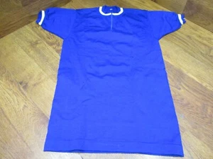 VINTAGE 100% WOOL 1/4 ZIP CYCLING JERSEY by VITTORE GIANNI - BLUE & WHITE Size 2 - Picture 1 of 7