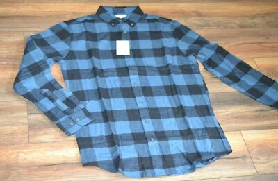 Croft & Barrow The Extra Soft 法兰绒 Big & Tall 系列黑色和蓝色格子 — 第 1/2 张图片