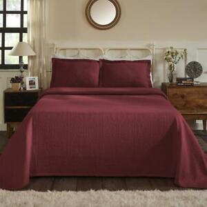BEAUTIFUL XXL COZY BURGUNDY WINE RED TEXTURE EXTRA LARGE BEDSPREAD QUILT SET 