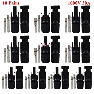 10 pares de conectores solares para MC4 1000V 30A resistente a los rayos UV IP67 conector macho hembra - Imagen 1 de 4