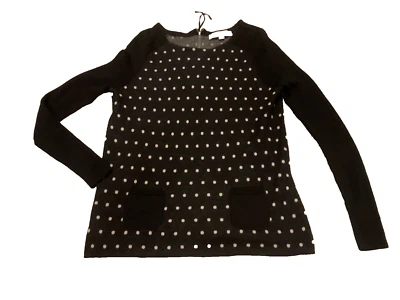 Suéter Ann Taylor Loft Mezcla Lana Manga Larga Cuello Barco Pullover Lunares Talla M Foto 1 de 4