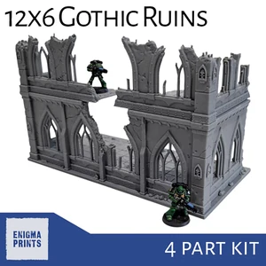 Rovine gotiche 12x6 (finestre aperte) - Wargaming da tavolo terreno stampato in 3D 28 mm - Foto 1 di 9