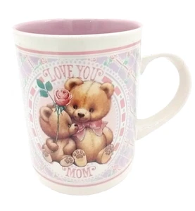 Enesco Mug Teddy Bear I Love You Mom 1990 Morehead Inc Licensed Vintage 10 oz - Picture 1 of 11