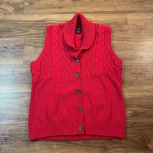 American Living Sweater Red Sleeveless Button Front Cardigan Women's Size Large - Picture 1 of 6