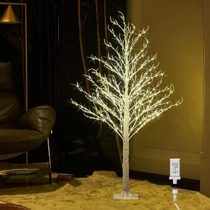 Lighted White Tree Plug in 430 LED Fairy Lights 4FT, Twig Tree with Lights for I - Picture 1 of 6
