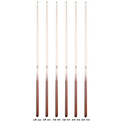 OKKO 1 pc Commercial Pool Billiard Maple Cue Sticks 57”, Pack of 6 (18/19/20 oz)