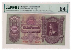 Banconota UNGHERIA 100 Pengo 1930 emissione Szalasi PMG MS 64 EPQ a scelta non circolata - Foto 1 di 7