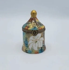 Limoges Rochard France Tent Autumnal Floral Trinket Box Porcelain - Picture 1 of 8