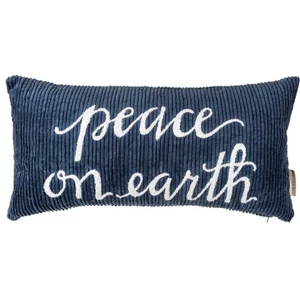 Navy "Peace On Earth" Christmas Throw pillow, 20 x 10, PBK, NWT - Picture 1 of 5