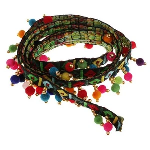 1 Yard Ball Fringe Tassel Jacquard Ribbon - Picture 1 of 12