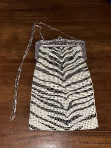 Vintage Whiting and Davis zebra chain mesh purse NICE CONDITION - Picture 1 of 6