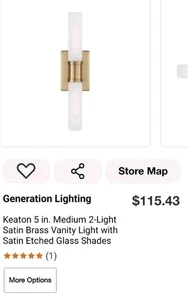 Generation Lighting Keaton Medium Waschtischschirme mit 2 Lichtern Satin Messing NEU - Bild 1 von 4