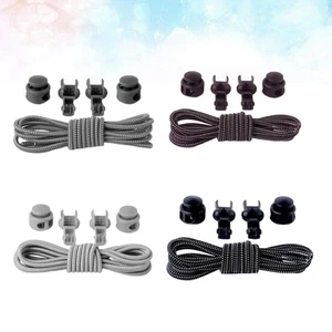 4 Pairs Elastic Shoe Laces Adjustable Tieless Shoelaces Strings Shoelaces with - Picture 1 of 11