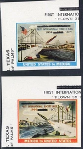 USA 1971 ROCKET MAIL to MEXICO x2 STAMPS MNH TEXAS, BRIDGE, SPACE - Picture 1 of 1