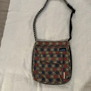 Kavu Floral Crossbody Bag Satchel Blue Lining Multiple Pockets Limited Edition - Picture 1 of 15