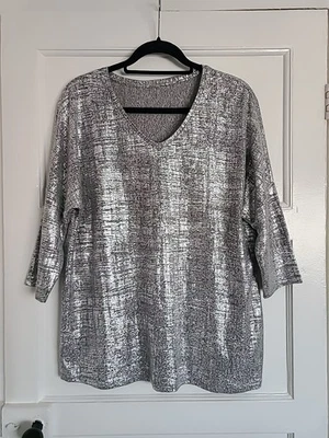 Tu Silver Sparkle Stretch Jumper Top Size 14 - Image 1 of 4