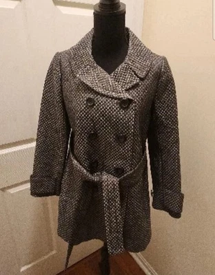 J. Casaco de inverno Crew Collection Gunmetal metálico brocado tweed peacoat tamanho 6 - Imagem 1 de 4