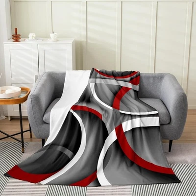 Manta de franela circular para niños niñas súper suave cálida gris negro rojo remolino fl... Foto 1 de 4