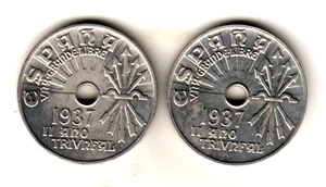 ESPAÑA lote 2 monedas 25 Centimos 1937 II año Triunfal acuñada en Viena - Imagen 1 de 2