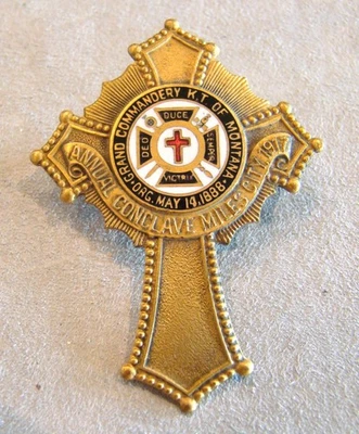 Prendedor Medalla Cónclave Anual Caballeros Templarios Gran Comandancia de Montana 1917 Foto 1 de 4