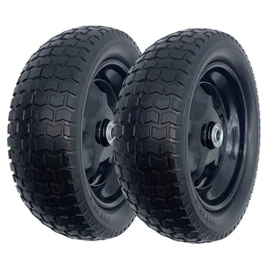 2-Pack Small 13x5.00-6 Flat Free Tire with Rim,2.25" Offset Hub with 5/8" Bal... - Picture 1 of 7