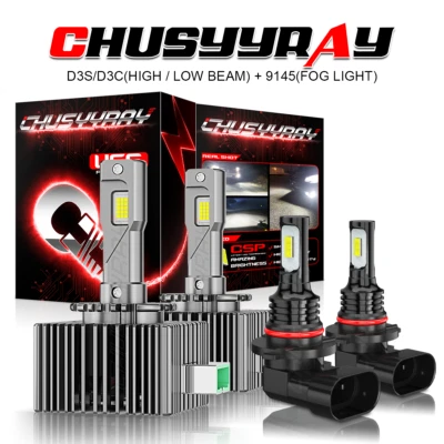 Faro LED alto/bajo + luces antiniebla para Chevy Malibu 2013 2014 2015 4x D3S 9145 Foto 1 de 4