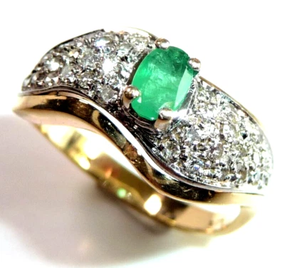 Ring 585 Gold 0.25ct Smaragd  0.40 ct. Diamanten Größe: 52 - änderbar 4.3 g - Bild 1 von 4