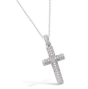 Halskette 45 cm Kreuz besetzt Diamant Cz 26 mm massiv Silber 925/000 Dolly-Schmuck - Bild 1 von 12