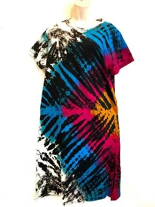 Sacred Threads Hippie Bohemian Festival Thai Mudmee Tie Dye Dress 222195 A - Picture 1 of 3