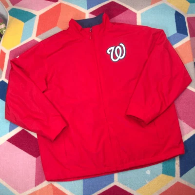 Majestic MLB Washington Nationals Full Zip Jacket in Red Size XL 27 x 31.5 - Image 1 of 4