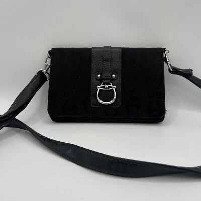 Etienne Aigner Signature Logo Black Satchel Handbag Shoulder Bag - Imagem 1 de 4