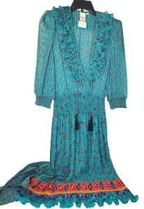 Vestido midi plisado blusa chifón estampado floral MONTAGE by MOSAIC talla XS de colección - Imagen 1 de 20
