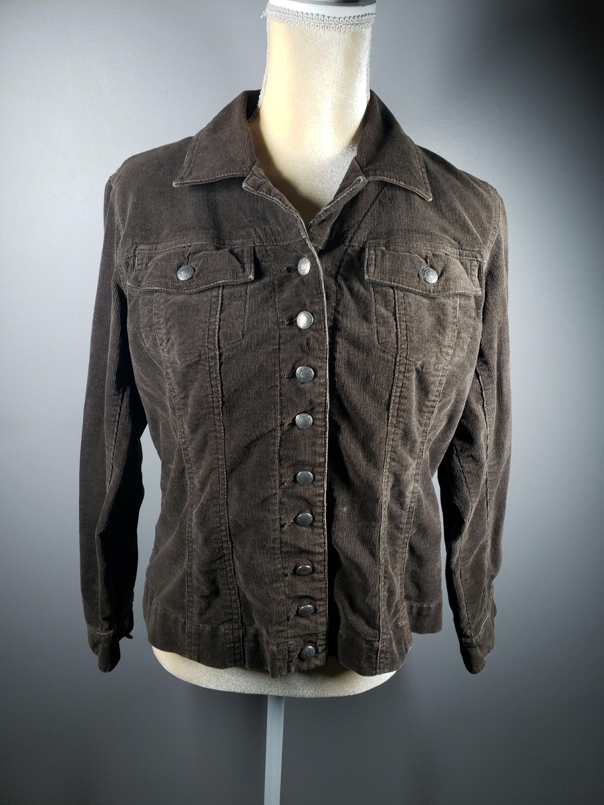Chicos Brown Corduroy Shirt Jacket La 
