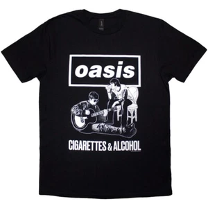 Camiseta Oasis Cigarettes & Alcohol Noel Liam Gallagher Oficial Nueva Negra - Imagen 1 de 4