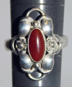 Art Deco Ring Silber 830 GAB oä. mit Karneol floral Gr. ca. 55 / Ø ca. 17,75 - Bild 1 von 4