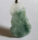 100% Natural Untreated (Grade A) Oily Green Jadeite JADE Guanyin Pendant