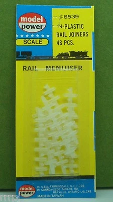 N SCALE MODEL POWER PLASTIC RAIL JOINERS # 6539  N PLASTIC RAIL JOINERS *BOGO* - Image 1 of 2