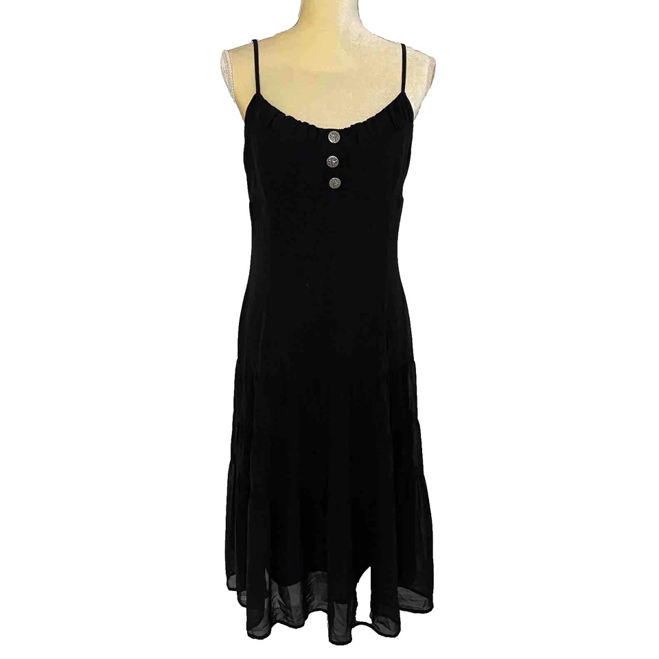 Vintage Esprit Dress Y2K LBD tiered size 8 Witchy Whimsigoth Babydoll Goth - Image 1 of 4