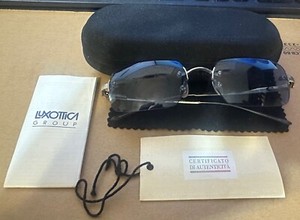 EMPORIO ARMANI 163-S Vintage Rimless Sunglasses Light Blue Complete Free Ship