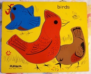 Vintage Playskool Birds 3 Piece Wooden Jig Saw Puzzle No. 155-19 (X5) - Picture 1 of 2