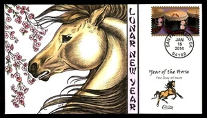 Mayfairstamps US FDC 2014 Year of The Horse Collins Hand Painted First Day Cover - Picture 1 of 2