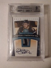 2006-07 Hot Prospects #105 Drew Stafford #25/25 Graded 9 Mint 3clr RC Auto Patch
